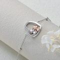 wholesale 925 Sterling Silver Cow Couple Heart Charm Bracelet Two Tone Rose Gold Crystal Beads-0-3