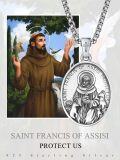 wholesale 925 Sterling Silver St Francis of Assisi Pendant Protection Amulet Necklace w/ 3+2 Extender Chain -0-5