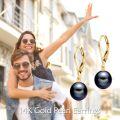 wholesale 14K Gold Freshwater Pearl Dangle Leverback Earrings for Women Bridesmaid Gift-0-5