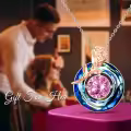 TOUPOP Sterling Silver Topaz Crystal Circle Pendant Necklace Gift for Mom-0-1