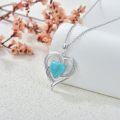 wholesale 925 Sterling Silver Turquoise Heart Pendant Necklace with Chain for Women-0-2