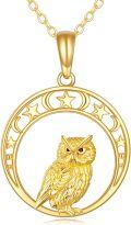 wholesale 14K Gold Owl Heart Crystal Pendant Necklace for Women - 16 Chain-0-0