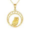 wholesale 14K Gold Owl Heart Crystal Pendant Necklace for Women - 16 Chain-0-0