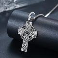 wholesale 925 Sterling Silver Celtic Knot Black Onyx Cross Pendant Necklace for Men & Women-0-1