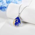 wholesale 925 Sterling Silver Teardrop Abalone Shell & Lapis Lazuli Starry Night Pendant Necklace-0-2