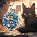 wholesale 925 Sterling Silver Abalone Shell Cat Pendant Necklace for Women-0-2