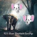 wholesale 925 Sterling Silver Elephant Pink Enamel Stud Earrings Hypoallergenic  for Girls and Women-0-2