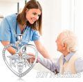 wholesale 925 Sterling Silver Heart Caduceus RN Stethoscope Pendant Necklace for Women-0-5