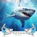wholesale 925 Sterling Silver Blue Fire Opal Shark Stud Earrings for Women - Hypoallergenic Sea Life s-0-2
