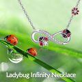 wholesale 925 Sterling Silver Infinity Ladybug Flower Charm Necklace for Women-0-4