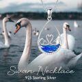 wholesale 925 Sterling Silver Blue Enamel Swans in Water Pendant Necklace with Cubic Zirconia Accents-0-2
