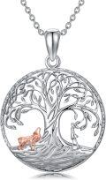 wholesale 925 Sterling Silver Tree of Life Wolf Pendant Necklace for Women Birthday Christmas Gifts-0-0