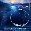 wholesale 925 Sterling Silver Sea Turtle Starfish Moonstone Cz Platinum Plated Chain Bracelet-0-3