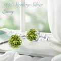 wholesale 925 Sterling Silver Peridot Stud Earrings 6mm Round Gemstone  for Women-0-5