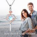 wholesale Sterling Silver Birthstones Rose Cross Heart Crucifix Pendant Necklace for Women-0-67
