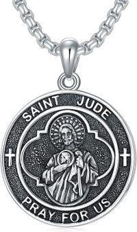 wholesale 925 Sterling Silver Saint Jude Pray for Us Pendant Necklace -Saint Jude