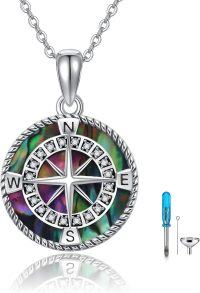 wholesale 925 Sterling Silver Abalone Shell Compass Pendant Necklace  for Women-Compass Urn Necklace
