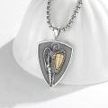 wholesale 925 Sterling Silver Guardian Angel Shield Cross Catholic Medal Necklace Pendant-0-1