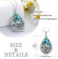 wholesale 925 Sterling Silver Teardrop Abalone Shell Lotus Tree of Life Pendant Necklace-0-3