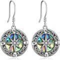 wholesale 925 Sterling Silver Abalone Shell Celtic Knot Compass Dangle Drop Earrings Jewelry-0-0