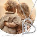 wholesale 925 Sterling Silver Sis & Bro Love Forever Heart Pendant Necklace Gifts for Women-0-4