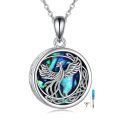 wholesale 925 Sterling Silver Round Abalone Shell Phoenix Dragon Locket Necklace Pendant-0-0