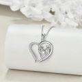 wholesale S925 Sterling Silver Cubic Zirconia Mother Son Necklace, Hypoallergenic Nickel-Free 18 Chain, Heart Pendant Gift for Mom-0-2