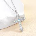 wholesale 925 Sterling Silver Moonstone CZ Cross Pendant Necklace for Women-0-2