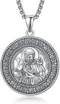 wholesale 925 Sterling Silver Saint Francis Medal Protection Amulet Charm Pendant Necklace  for Men & Women-0-0