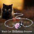 wholesale 14K Gold Pink Crystal Black Cat Pendant Necklace for Women Cats Lover-0-164