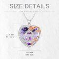 wholesale 925 Sterling Silver Purple Crystal Heart Pendant with Rose Gold Plated Number 60 Birthstone  for Mother's Day/Women/Girls/Grandma/Mom/Daughter/Birthday Present-0-2