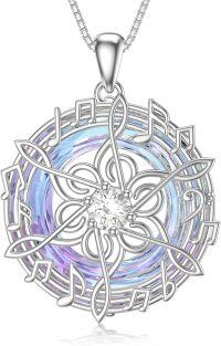 wholesale S925 Sterling Silver & Blue Circle Crystal Necklace with White Zircon - 0.89 Pendant, 18+2 Chain - Elegant Gift for Women-Purple