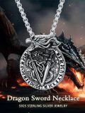 wholesale 925 Sterling Silver Viking Dragon Yin Yang Celtic Pendant Necklace with Runes and Chain - Norse Pagan s for Men & Women-0-1