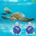 wholesale 925 Sterling Silver Lapis Lazuli Sea Turtle Stud Earrings Hypoallergenic Ocean Jewelry-0-5
