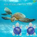 wholesale 925 Sterling Silver Lapis Lazuli Sea Turtle Stud Earrings Hypoallergenic Ocean Jewelry-0-5