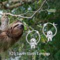 wholesale 925 Sterling Silver Hypoallergenic Cute Sloth Charm Hoop Earrings for Girls and Women - Christmas Gift Ideas-0-5