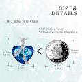 wholesale 925 Sterling Silver Blue Heart Pendant Necklace With Crystal Accents-0-3
