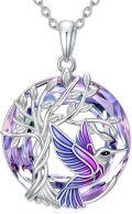 wholesale 925 Sterling Silver Hummingbird Crystal Tree of Life Pendant Necklace for Women Birthday Anniversary Christmas Gifts-0-0
