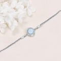 wholesale 925 Sterling Silver Opal Circle Chain Link Bracelet-0-2
