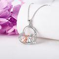 wholesale 925 Sterling Silver Bunny Heart Pendant Necklaces - Cute Rabbit Couples Gifts for Her-0-1