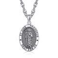 wholesale 925 Sterling Silver St Jude Thaddeus Oval Religious Catholic Pendant Necklace-0-0