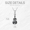 wholesale 925 Sterling Silver Guitar & Rose Pendant Necklace for Women Girls  48cm Chain Length-0-2