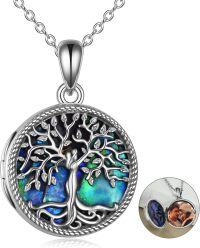wholesale 925 Sterling Silver Abalone Shell Tree of Life Locket Necklace - Vintage Elegant Gift for Women Men-Tree locket necklace