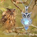 wholesale 925 Sterling Silver Owl Pendant Necklace-0-5