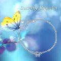 wholesale 925 Sterling Silver Butterfly Anklet with Blue Crystals and Beads for Women Girls-0-1