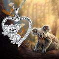 wholesale 925 Sterling Silver Koala Love You Forever Heart Pendant Necklace for Women Girls Gifts-0-5