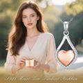 wholesale 925 Silver Rose Gold Plated Cubic Zirconia Teardrop Heart Urn Necklace for Ashes-0-4