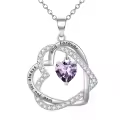 TOUPOP Sterling Silver Heart Birthstone Pendant Necklace Gift for Women-0-0
