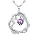 TOUPOP Sterling Silver Heart Birthstone Pendant Necklace Gift for Women-0-0
