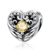 wholesale 925 Sterling Silver Stone Angel Wing Charm Bracelet Jewelry Gift for Women-11 Nov - Citrine